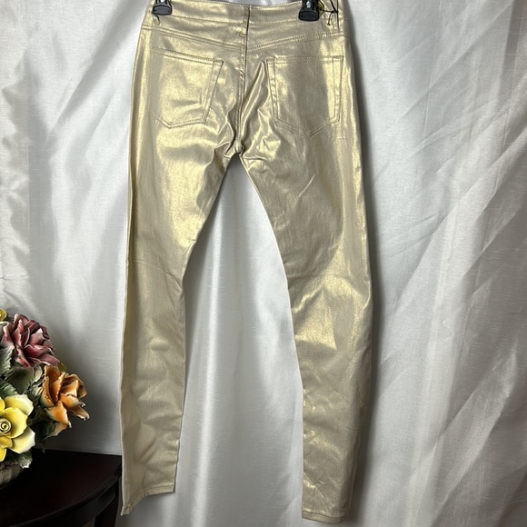RED -OX   VTG SHINY SKINNY FIT STRETCH JEANS . Handmade . Size 7/8 low rise - Picture 4 of 12